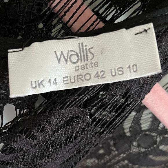 Wallis Uk 14 Timeless Black Lace Beige Lined Lace Shift Dress - Picture 2 of 8